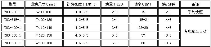 海綿鐵壓塊機技術(shù)參數